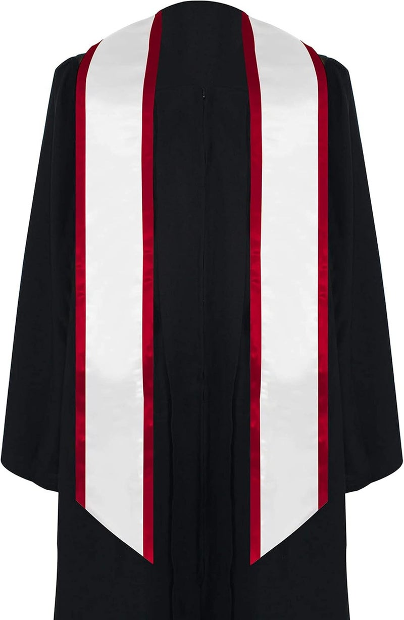 SAMDEEMI Adult Plain Graduation Honor Stole Sash Angled End With Trim 72" Long - Image 1